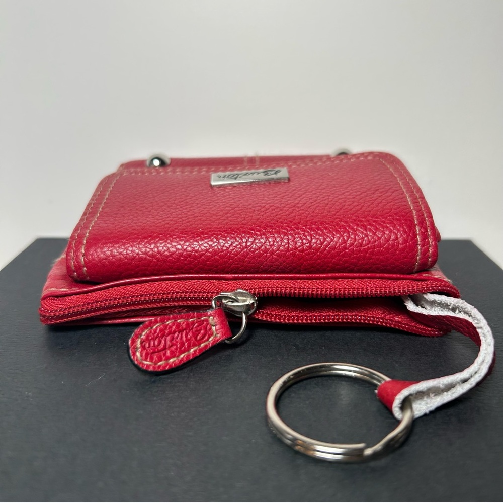 Buxton Red Genuine Leather Wallet with Key Ring and Wide ID Slot NWOT - Picture 6 of 11